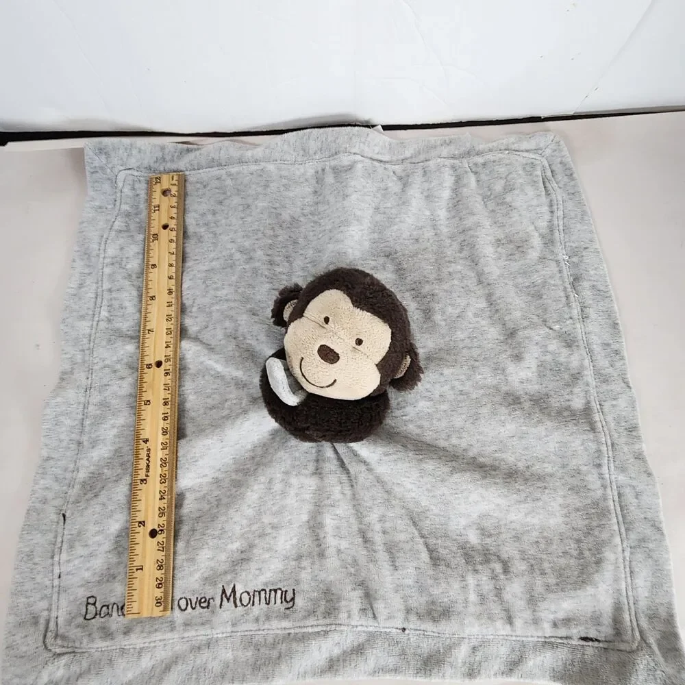 Carters Unisex Lovey Monkey Bananas Over Mommy Rattle Toy Satin Back Plush Brown